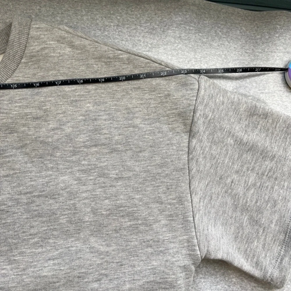 Anthropologie Grey Sweatshirt White‎ Eyelet Trim Detail Pullover Medium Fleece